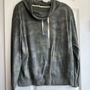 Jane and Delancey Olive Green Hoodie with Natural Trim